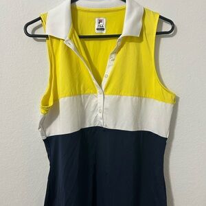 Fila Bright Yellow and White Polo Shirt and skirt